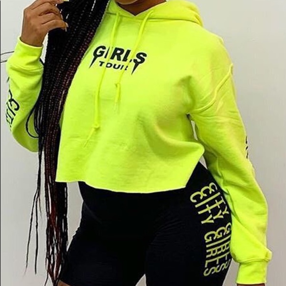 Hooded Collar Letter Printed Grass Green Hoodie